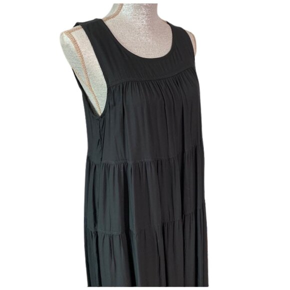 MAX STUDIO Tiered Sleeveless Maxi Dress in Black SIZE LARGE, NWT - Picture 8 of 12